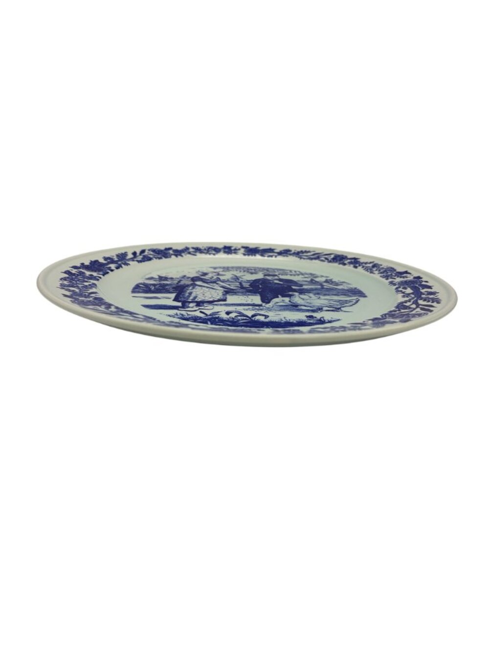 Vintage Delft Blue Dutch Couple Geese Windmill 12.75in Charger Plate Decor Wall - Picture 6 of 6